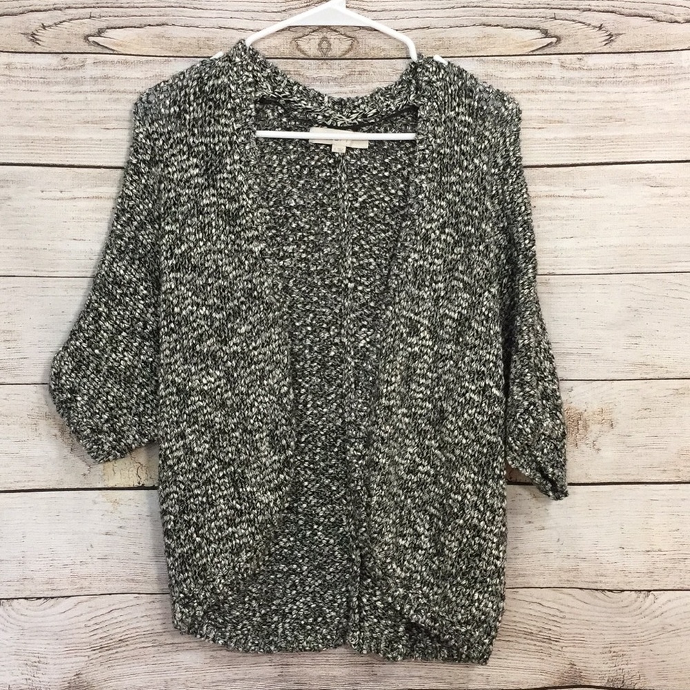 Ann Taylor Loft Cocoon Cardigan Black/White Small